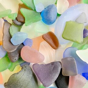 Sea Glass, Jewelry Sea Glass, Ocean Glass, 40 Pieces Mixed Sizes, Tumbled Beach Sea Glass, Seaglass, Craft Glass, Frosty Art Glass, Blues, Red, Yellow, Pink, Purple, Green, White, Brown