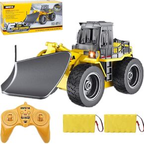 RC Truck Remote Control Snow Plow 1/18 RC Front Loader Tractor 2.4Ghz RC Construction Vehicles RC Dozer Toys for Boys Adults, 6 Channel Bulldozer Cars with Light & Sound for Kids