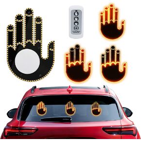 Hand Gesture Light for Car, 3 in 1 Fun Gesture Finger Light for Car with Remote, Car Accessories LED Car Back Window Sign Car Gadgets & Road Rage Signs for Drivers 1