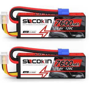 4S Lipo Battery 7600mAh 14.8V 120C with EC5 Connector Hard Case for RC Car Truck Tank RC Buggy Truggy RC Model Racing Hobby(2 Pack)
