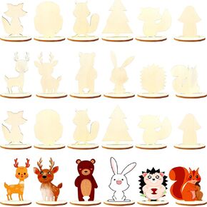 24 حزمة من قطع الغابات الخشبية غير المكتملة، أشكال الغابات البرية، قطع الحياة الحيوانية DIY، قطع الغابة الحيوانية الخشبية للأطفال، ديكور المنزل، زخرفة معلقة، هدية فنية، مشروع فني 12 نمطًا in Kuwait