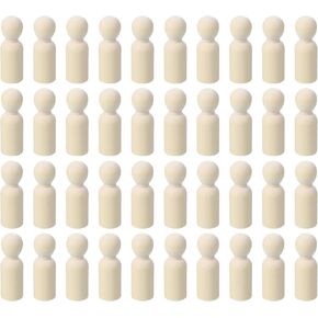 PATIKIL 2.17" Height Wooden Pegs Dolls, 52Pcs Wood Pegs People Dolls Mom Unfinished Bodies Unpainted Natural Wood Figures for Painting DIY Crafts Arts