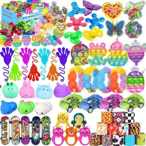 119 Pcs Pop Party Favors for Kids 4-8, Fidget Toys Pack, Treasure Box Toys, Classroom Prizes, Pinata Goodie Bag Stuffers, Treasure Chest, Carnival Prizes, Prize Box Toys for 8-12 Boys Girls