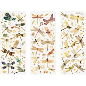 38 Pcs Holographic Glitter Dragonfly Stickers for Scrapbooking Junk Journal Card Making Collage Envelope Letter Diary Planner Notebook Phone Case Craft Decoration, (3 Sheets)