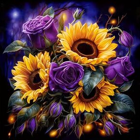 WSLWXSHM Diamond Painting Kits for Adults Sunflower, Round Full Drill Diamond Art Kits, 5D DIY Paint with Diamonds Crafts for Home Wall Decoration Gifts 12×12Inch, Flower