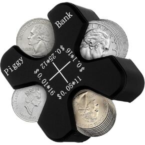 Coin Holder Silicone Portable Change Organizer Universal Cash Storage Case Rectangle Coin Dispenser Mini Piggy Bank Sorter for Car Penny Dime Quarter Wallets Pockets