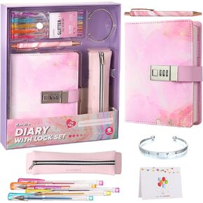 Diary with Lock for Girls, Secret Diary Notebook with Lock and Pen, Birthday Gifts for 8 9 10 11 12 Year Old Girls, 256 Pages Journals Set for Teen Girls 8-12