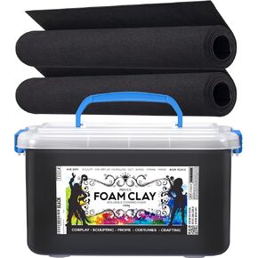 Air Dry Clay Foam (Black 1500g) and EVA Foam (35cm x 150cm x 5mm Foam Roll) - Cosplay Foam and Clay Kit - Quick Air Drying Clay Foam - Flexible Air Dry Foam Clay for Cosplay
