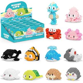 Micro Building Blocks Sets, 12 in 1 Cute Aniamls Series for Kids Birthday Party Favors, Mini Building Blocks, Micro Building Kit Toys, Building Blocks for Adults & Kids
