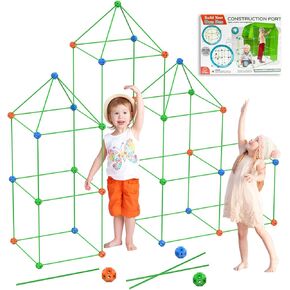 Fort Building Kit for Kids,155 Pcs Construction STEM Toys Indoor Outdoor, Educational Learning Gift for 3 4 5 6 7 8+ Years Old Boys and Girls, Ultimate Creative Set for DIY Castles Tunnels Play Tent