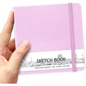 5" x 5" Square Handy Pocket Hardcover Cloth Cover Sketchbook,58 Sheets 150 GSM Beige Dowling Paper, Acid Free Art Sketch Book Artistic Drawing Painting Writing Paper for Beginners Artists. Dragonfly