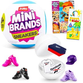 مجموعة أحذية رياضية غامضة من Zuru Mini Brands - حزمة مع ملصقات Zuru Mini Brands Series 1 للأحذية الرياضية Mystery Ball Plus، المزيد | مجموعة أحذية رياضية من ماركات صغيرة