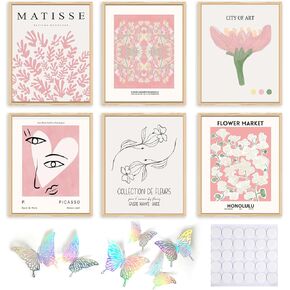 QIAOMICS Sage Green Poster Master Wall Art، ماتيس جدار ديكور جمالي، ملصقات المعرض جدار الفن زهرة صور لغرفة النوم، غرفة المعيشة (8 × 10 بوصة غير مؤطرة)