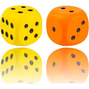 2Pcs Foam Dice, Stress relief tool with dots, Blank slate for games and gifts (Red+W)