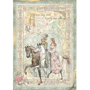 STAMPERIA INTER, KFT A4 Stamperia Rice Paper Sheet Prince On Horse, Sleeping Beauty, Various