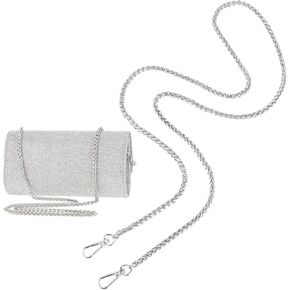 Bewudy 47"/120cm Purse Chain, Metal Handbag Chain Strap Shoulder Cross Body Sling Purse Handbag Replacement Chain with Metal Buckles for DIY Handbag Chains Shoulder Bag Cross Body(Silver)