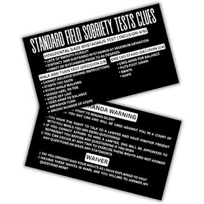 Miranda Rights and Field Sobriety Test Cheat Sheet 30 pk 3.5x2" Wallet Size Business Cards Paper Police Officers Warning Equipment for Vest Wifes Prayer