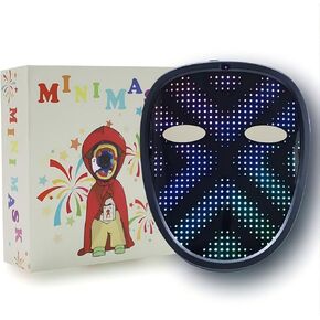 LED Mask for Kids, Light Up LED Face Cool Mask with Gesture Sensing Transforming for Halloween Costume Cosplay Party Masquerade
