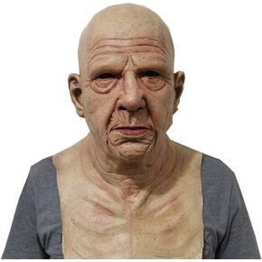 Dan&Dre Halloween Headgear Old Man Realistic Human Horror Wig Headgear for Party Props