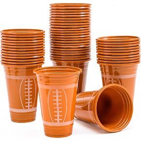 JOYIN 72 Pcs 16oz Football Plastic Cups, Disposable Party Cups Tableware for Football Party, Tailgate Events, Birthday Party Supplies Favors, Football Decorations