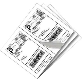 9527 Product Half Sheet Self Adhesive Shipping Labels for Laser & Inkjet Printers White Blank,2 Labels per Sheet, 200 Labels