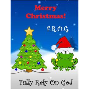 Merry Christmas Fully Rely On God Frog Bulk Activity Bible Tracts (100 Count) F.R.O.G. Message, Heartfelt Prayer, Perfect for Church Celebrations, Christian Bible Tracts for Kids