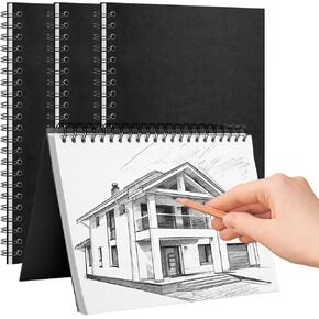 4 قطع كتاب رسم، 7.5 × 5.1 بوصة 100 ورقة (200 صفحة) كراسة رسم للرسم، دفتر رسم حلزوني فارغ، لوحة رسم، منصات رسم سميكة، دفتر رسم للمبتدئين، الفنان، كتاب رسم حلزوني