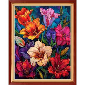 DMCART Stamped Cross Stitch Kits for Beginners Full Range of Cross Stitching Preprinted Embroidery Kits for Adults, 11CT Embroidery Pattern Needlepoint Kits-Drinking Tea by Seaside 16x20 inchs