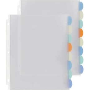 48 Pack Clear Binder Sheet Protectors for 3 Ring Binder Letter Size, 8 Tabs,6 Set,Plastic Binder Dividers with Pockets and Tabs, Page Protectors for 3 Ring Binder 8.5x11
