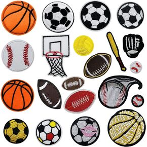 Yayatty Sports Style Iron On Patches Series Ball DIY Sew Decoration Appliques Stickers for Clothing, Backpack, Caps, Repair The Hole Stick
