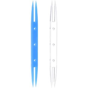 HARFINGTON 2pcs Weaving Knitting Shuttle 85x6.8x2.8mm Plastic Shuttles, for Lace-Making DIY Hand Craft Tool Knitting Arts Supplies, Sky Blue, Transparent