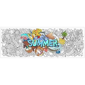 Giant Hawaii Mandala Coloring Poster Aloha Tropical Jumbo Drawing Banner Tiki Turtle Hibiscus Luau Color-in Tablecloth for Family Classroom Group Activities Party Supplies 68.1"x24.4" (Hawaii)