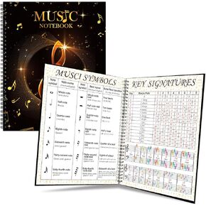Harloon Christmas Blank Sheet Music Composition Manuscript Staff Paper Christmas Music Notebook Piano Accessories Gifts for Christmas Music School Supplies Business Gift, 63 Pages