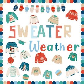 Winter Bulletin Board Decorations, Winter Holiday Classroom Decor, Winter Sweater Paper Cutouts for Home School, Christmas Bulletin Board Decorations, 59Pcs