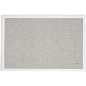 U Brands Farmhouse Linen Bulletin Board, 30"x20", White Wood Style Frame, Includes Push Pins