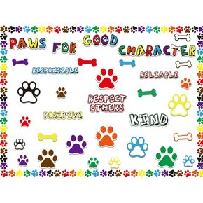 Paw Print Bulletin Board Set Classroom Decor Paw Print Cutouts Accents for Classroom Door Bulletin Board Border Wall Decoration Educational and Learning Activities for Kids