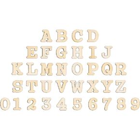 1.2 Inch 342 Pieces Small Wooden Letters and Numbers Crafts Unfinished Wood Alphabet Letters Numbers for Scrapbooking (with Extras)