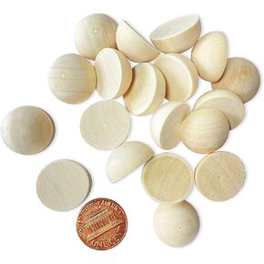 300 Pieces 3/4 Inch (0.75") Wood Split Balls Half Round Wooden Beads Unfinished Wood Half Sphere for Crafts