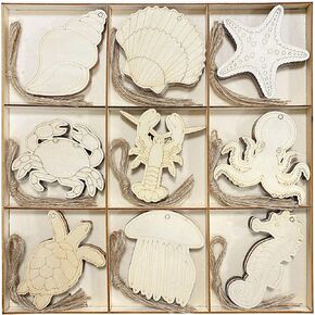 45 Pack Unfinished Wooden Ocean Sea Animals Cutouts for DIY Crafts 3.5 Inch 5 Peices Each