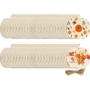 90 Pcs Thanksgiving Pumpkin Wooden Cutouts Unfinished Wood Crafts Pumpkin Wooden Pumpkins Ornaments to Paint Decorations DIY Blank Fall Pumpkin Shapes Discs Christmas 3.9x3.7 Inch
