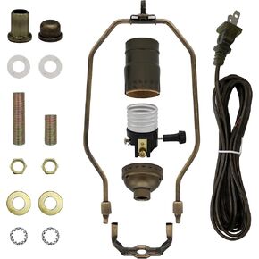 Floor Lamp Making Kit - Repair or Rewire Lamps with All Premium Essential Parts, 10 Inch Harp and Extra Long 12 Foot Cord Included (Gold)