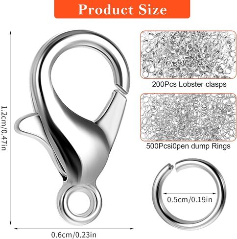 800PCS Necklace Clasp 12mm Bracelet Clasps and Closures & Open Jump Rings Set, Silver Lobster Claw Clasps Bracelet Clasps and Closures Necklace Clasp Extender for Jewelry Making Keychains and Bracelet in Saudi Arabia