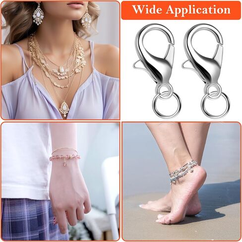 800PCS Necklace Clasp 12mm Bracelet Clasps and Closures & Open Jump Rings Set, Silver Lobster Claw Clasps Bracelet Clasps and Closures Necklace Clasp Extender for Jewelry Making Keychains and Bracelet in Saudi Arabia