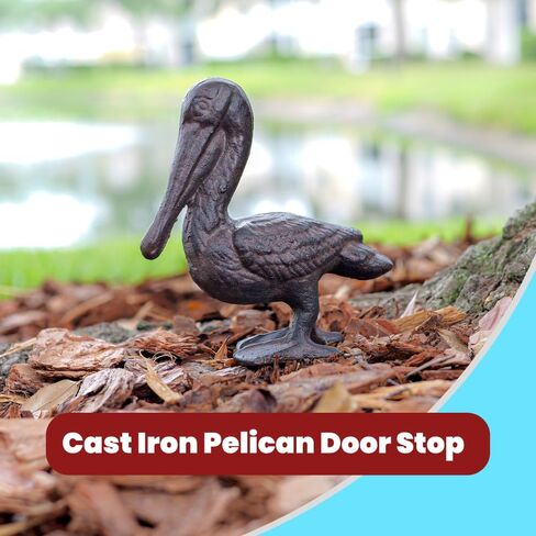 Cast Iron Pelican Decorative Door Stopper and Paperweight - Heavy Duty Door Bumper for Bottom of Door Weighing 2 lbs 3 oz Measuring 6.5'' by 6.5'' - Cute and Functional Door Stopper in Saudi Arabia