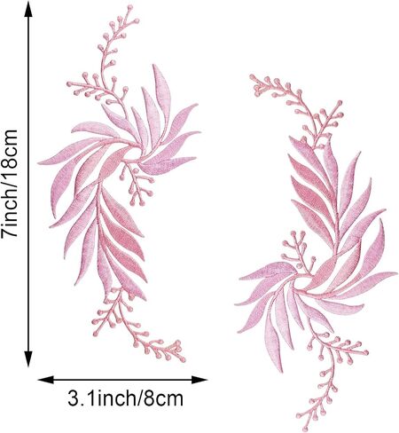 4 PCS Green Leaves Vine Applique, Iron on Applique Embroidery Lace Decorative Applique Patches, Bohemian Shoulder Collar Embellishment Costume Crafts Trims Sewing Patches for Craft Projects in Kuwait
