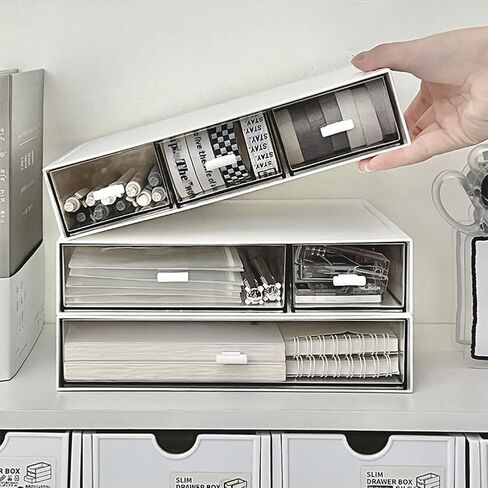 منظم مكتب قابل للتكديس مع 6 أدراج، صندوق تخزين بلاستيكي من 3 طبقات، أدراج سطح المكتب، تخزين المكياج، منظم مكتب وإكسسوارات للمكتب، تخزين مستحضرات التجميل للعناية بالبشرة والمنزل والمدرسة (أزرق) in Kuwait