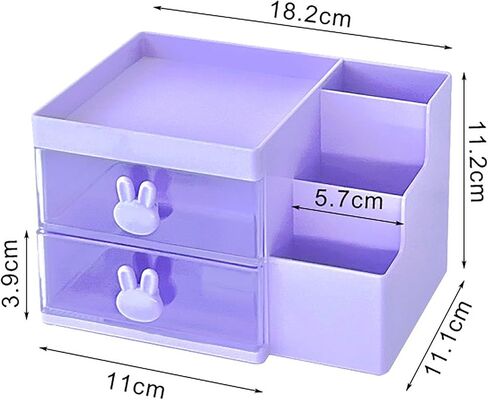2 Drawer Storage Organizer Small Plastic Drawer Kawaii Purple Desk Organizer Drawer for Bathroom, Dorm, Desk, Office in Saudi Arabia