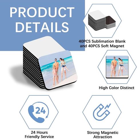 80PCS Sublimation Magnet Blanks 3x3 Bulk Square Produnts 40 Pcs Sublimation Blanks and 40Pcs Soft Magnetic for Kitchen Personalized Sublimation Refrigerator Fridge Magnets Blank Set for DIY Craft in Saudi Arabia