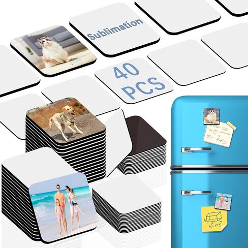 80PCS Sublimation Magnet Blanks 3x3 Bulk Square Produnts 40 Pcs Sublimation Blanks and 40Pcs Soft Magnetic for Kitchen Personalized Sublimation Refrigerator Fridge Magnets Blank Set for DIY Craft in Saudi Arabia