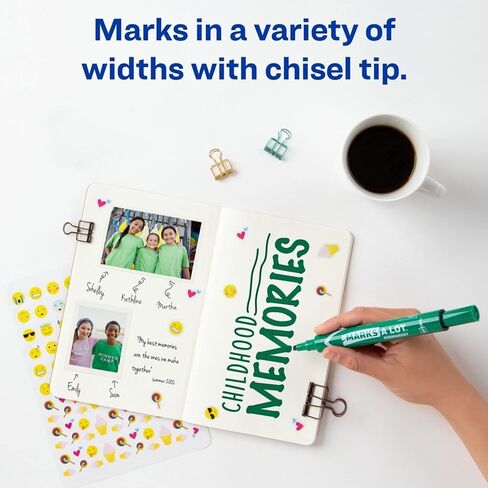 أقلام تحديد دائمة من Avery® Marks-A-Lot®، طرف إزميل، أخضر، عبوة من 12 قطعة in Saudi Arabia